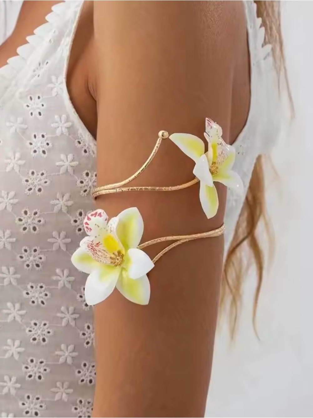 Elegant Gold Arm Cuff Bracelet floral